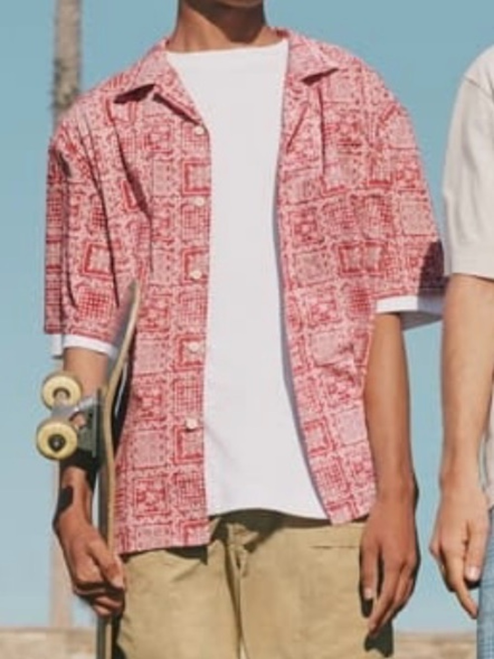 Uniqlo Reyn Spooner Red Hawaiian Print Aloha Shirt Full Button Short Sleeve-S